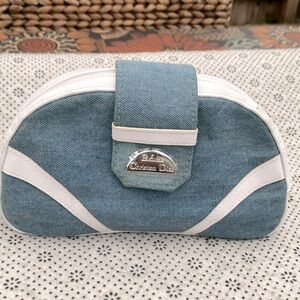 Christian Dior Parfums Blue Denim & White Cosmetic Pouch